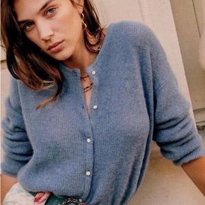 Sezane Gaspard Cardigan, size XS, vintage blue